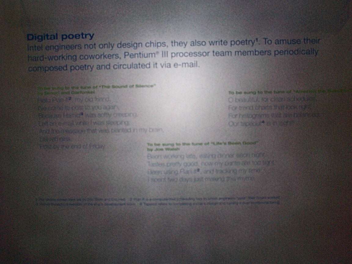 Poetry by Pentium III team members.